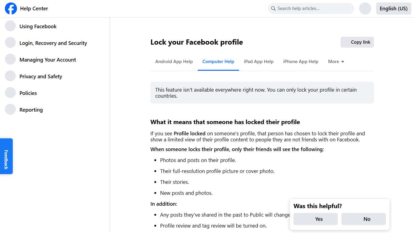 Lock your Facebook profile Facebook Help Center